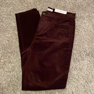 Burgundy skinny corduroy LOFT pants